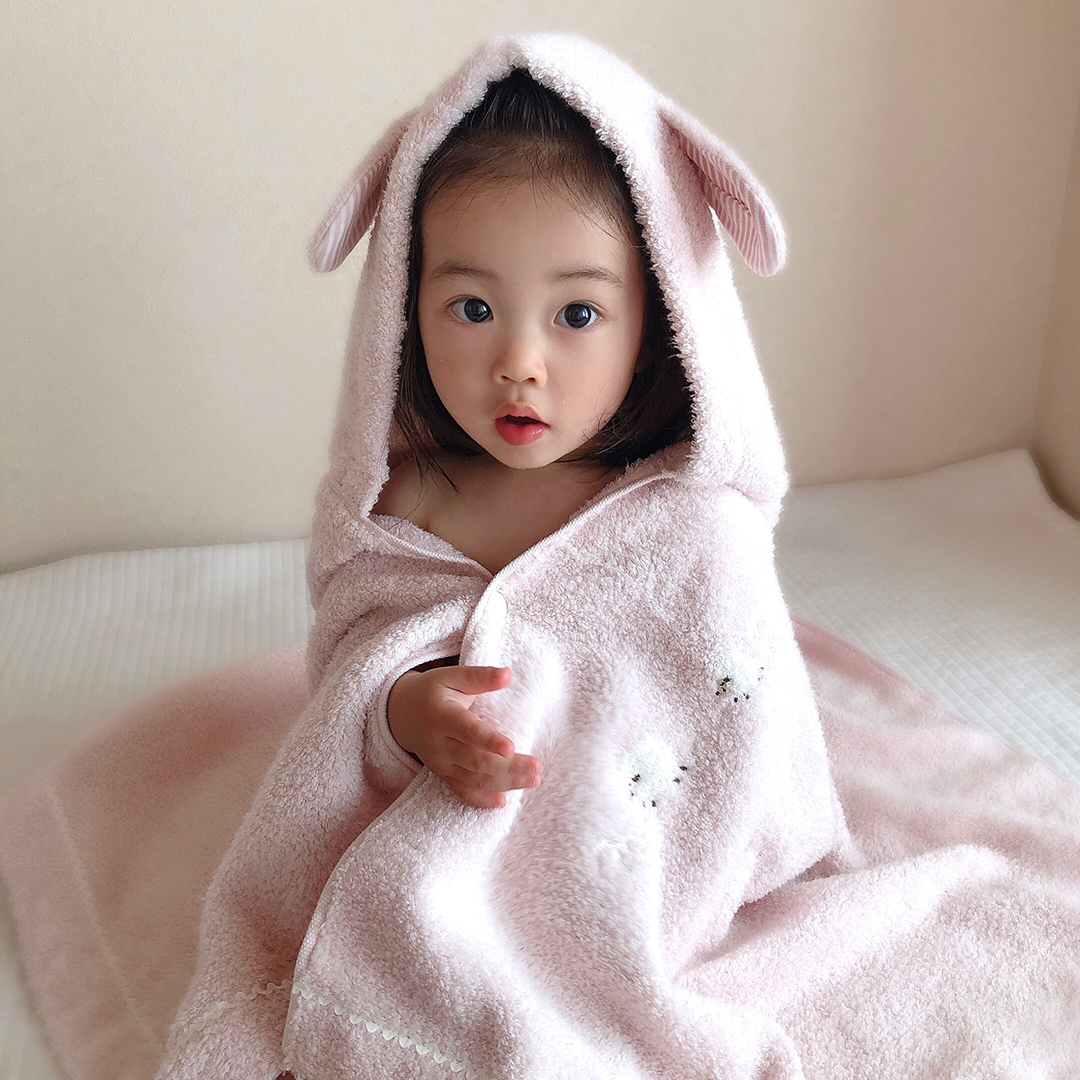 名入れギフト】メレンゲ フード付きバスタオル・ハンカチセット